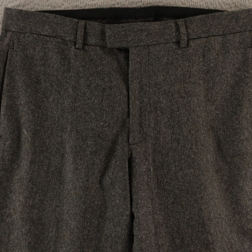 Tweed Pants Mens 34 Gray Heather Wool Polyester Slacks 34x29 - Picture 2 of 13